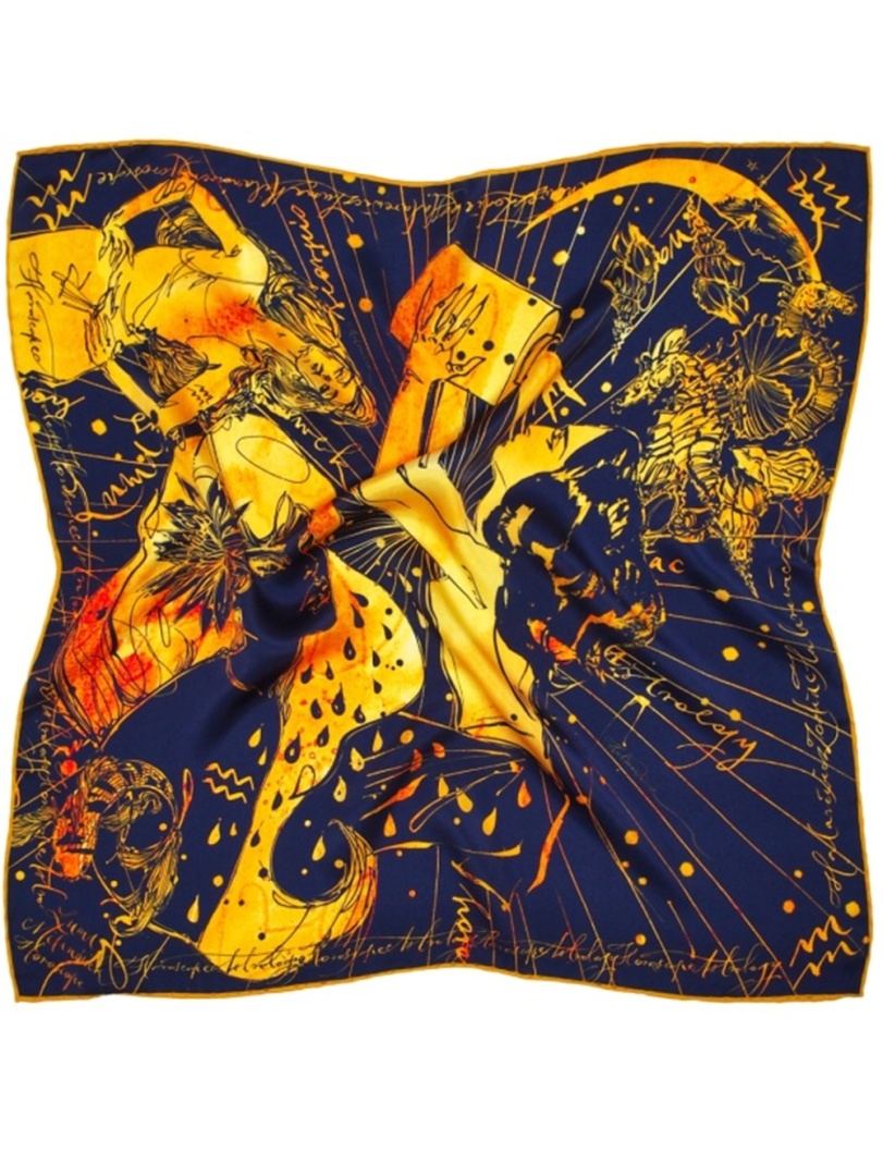 AZ-11 Apaszka Jedwabna Zodiak Wodnik 68x68cm Anny Halarewicz